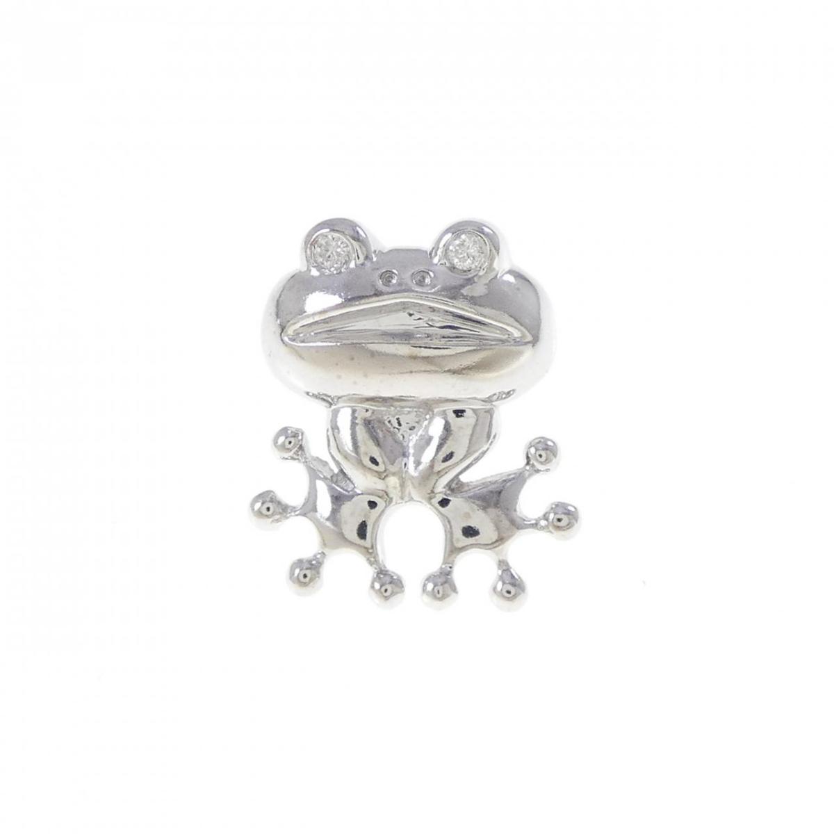 K18WG フロッグ ダイヤモンド ブローチ 0.03CT【中古】