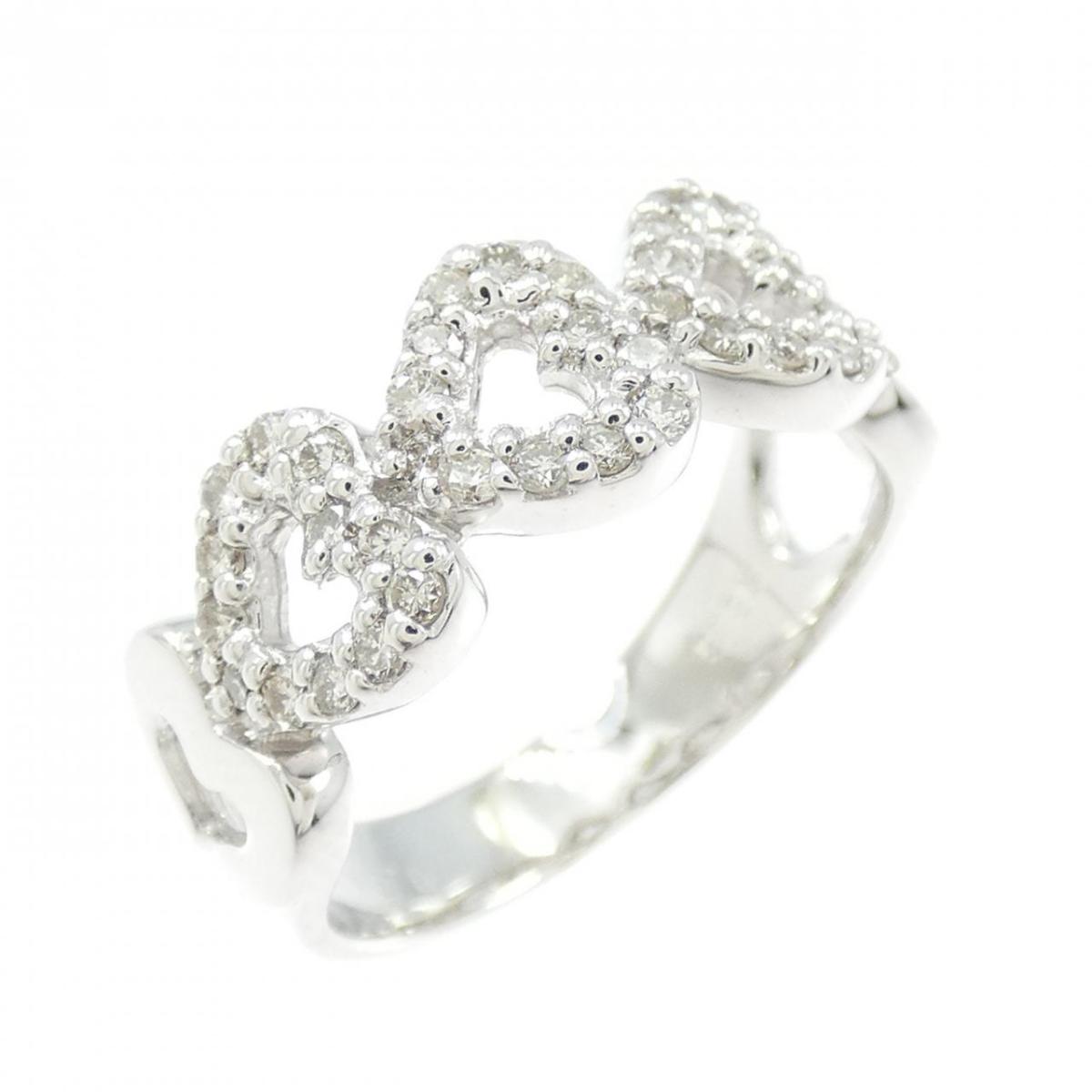 K18WG ハート ダイヤモンド リング 0.24CT【中古】