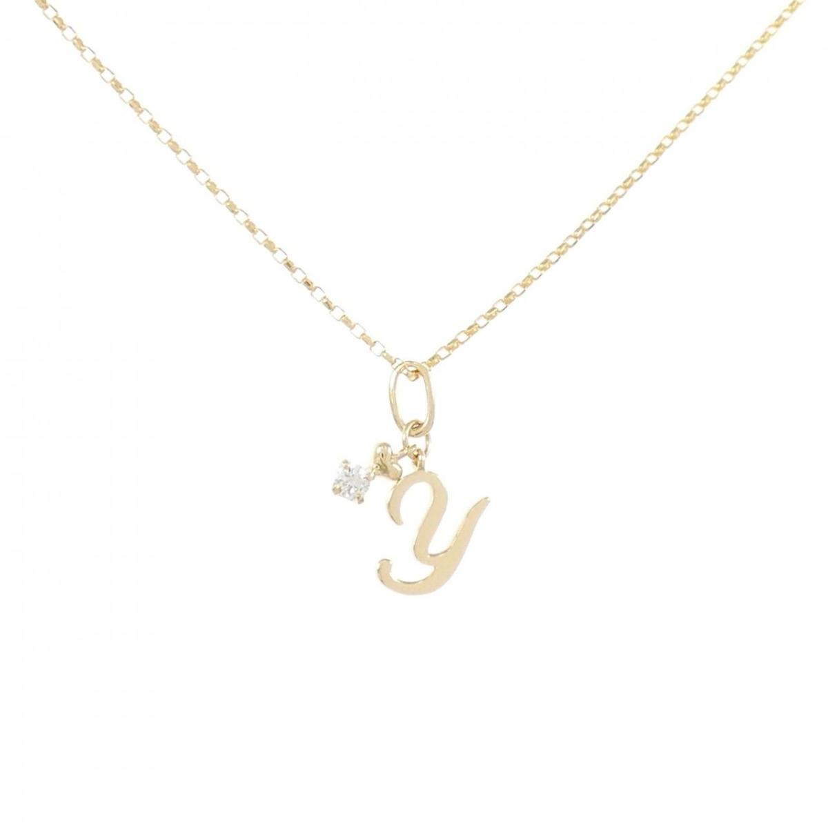K18YG イニシャルY ダイヤモンド ネックレス【中古】