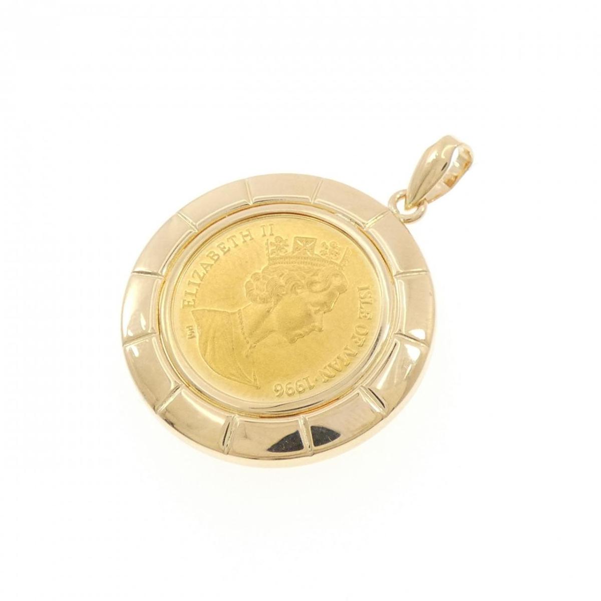 K18YG(枠) コイン ペンダント【中古】