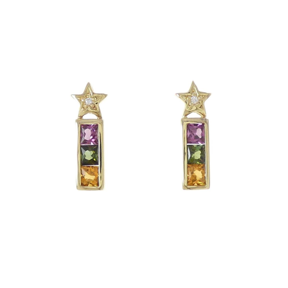 750YG/K18YG スター カラーストーン ピアス【中古】|KOMEHYO ONLINESTORE 店