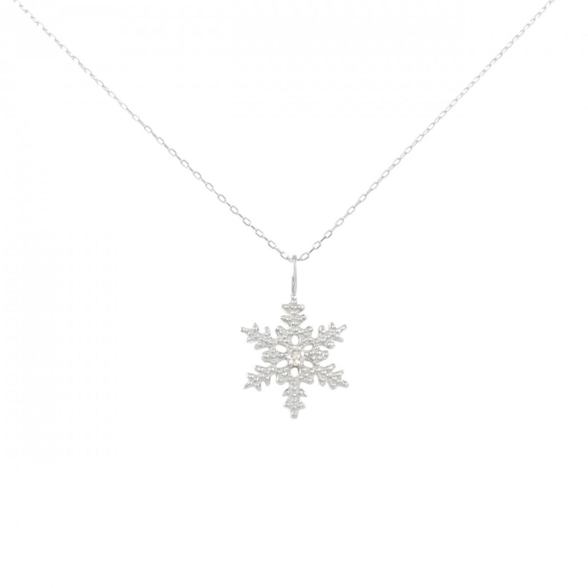 PT950/PT850 スノーフレーク ダイヤモンド ネックレス 0.02CT【中古】 22,950円