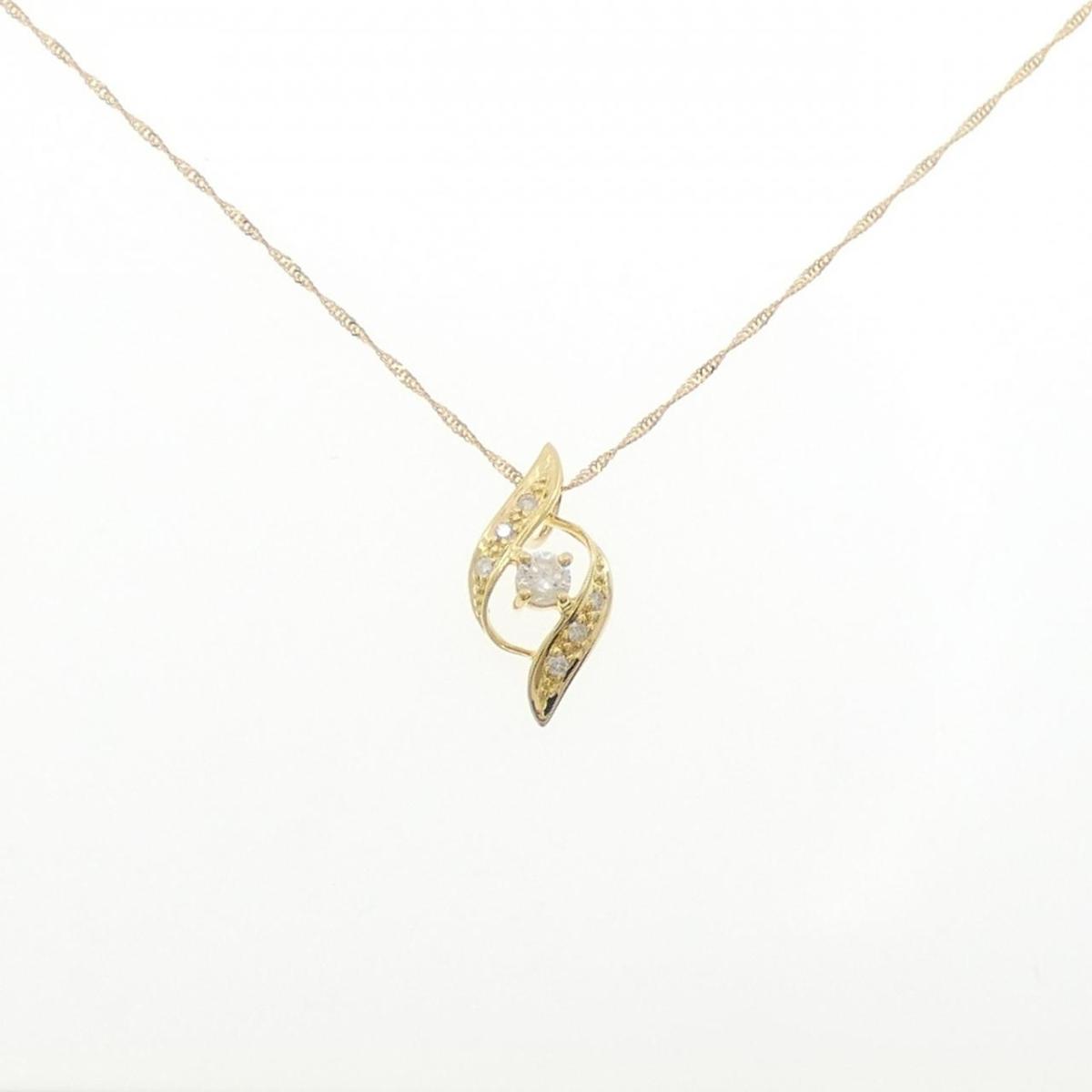 K18YG/750YG ダイヤモンド ネックレス 0.20CT【中古】