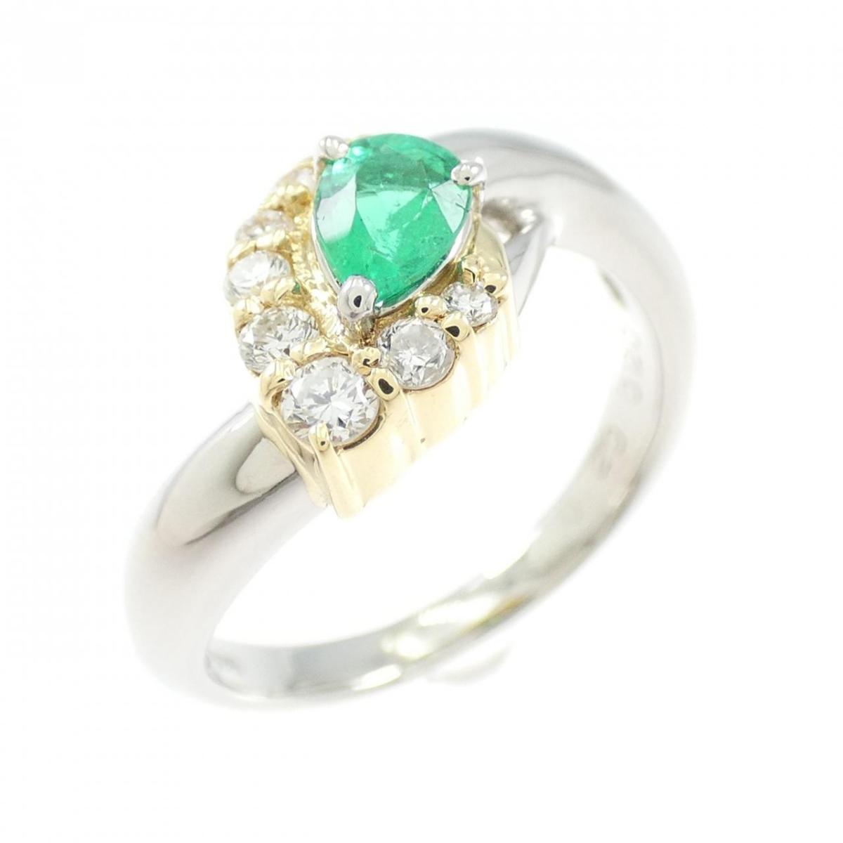 PT900/K18YG エメラルド リング 0.29CT【中古】