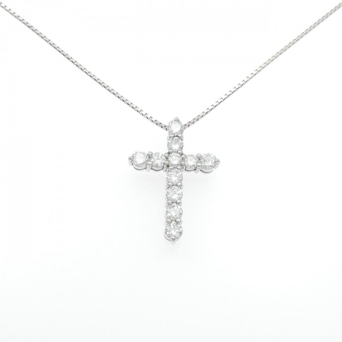 PT900/PT850 クロス ダイヤモンド ネックレス 1.50CT【中古】