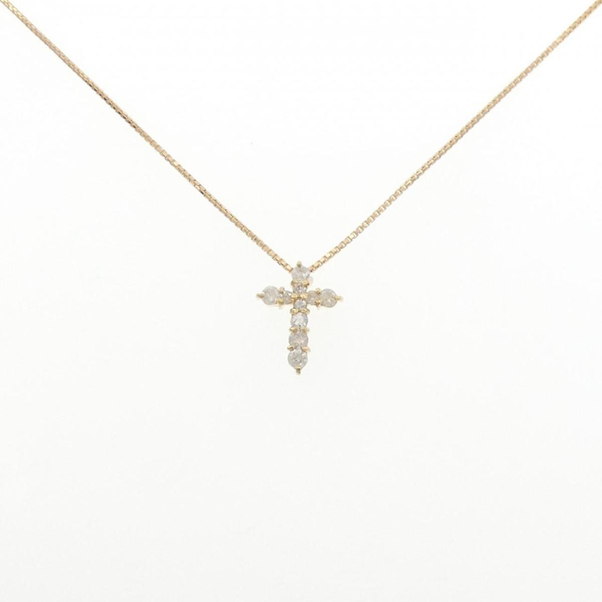 K18YG クロス ダイヤモンド ネックレス 0.30CT【中古】
