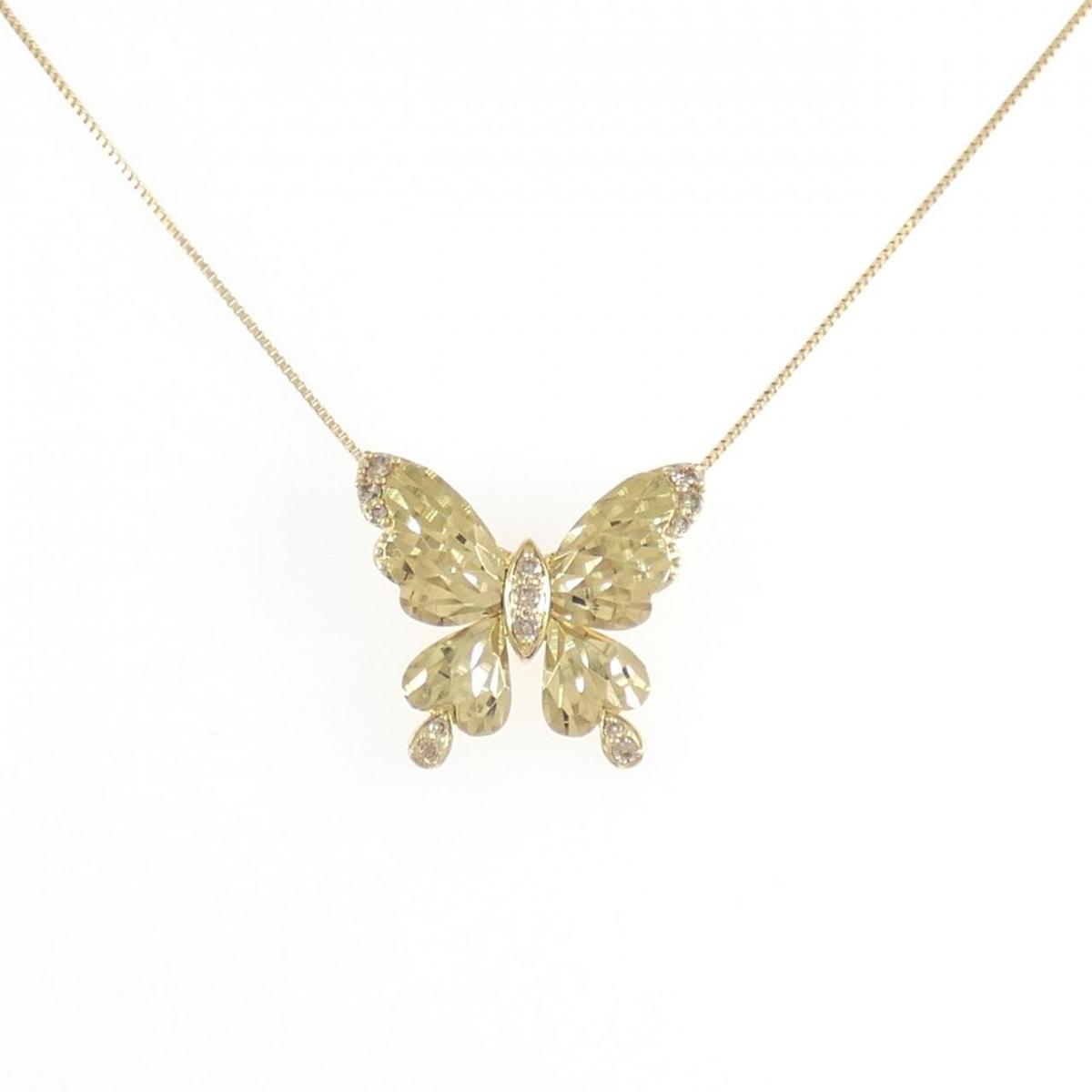 ジーエスティービー バタフライ ダイヤモンド ネックレス 0.10CT【中古】