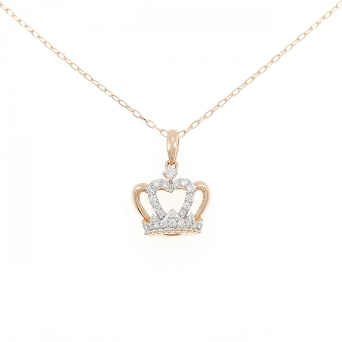 750PG/750WG/K18PG クラウン ダイヤモンド ネックレス 0.12CT【中古】｜KOMEHYO ONLINESTORE 店