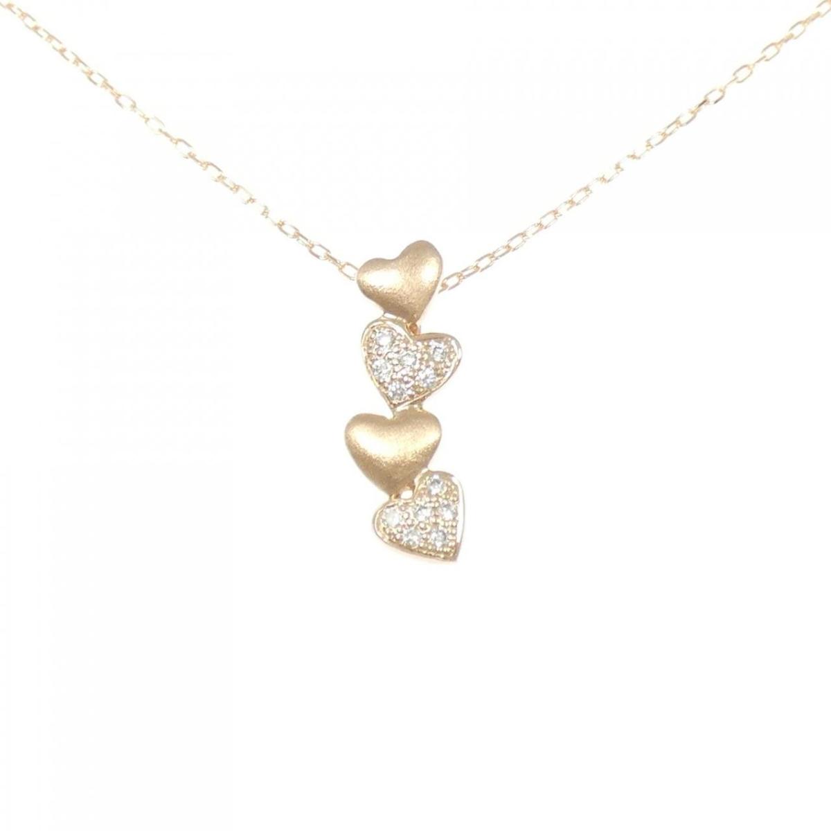 K18PG ハート ダイヤモンド ネックレス 0.10CT【中古】