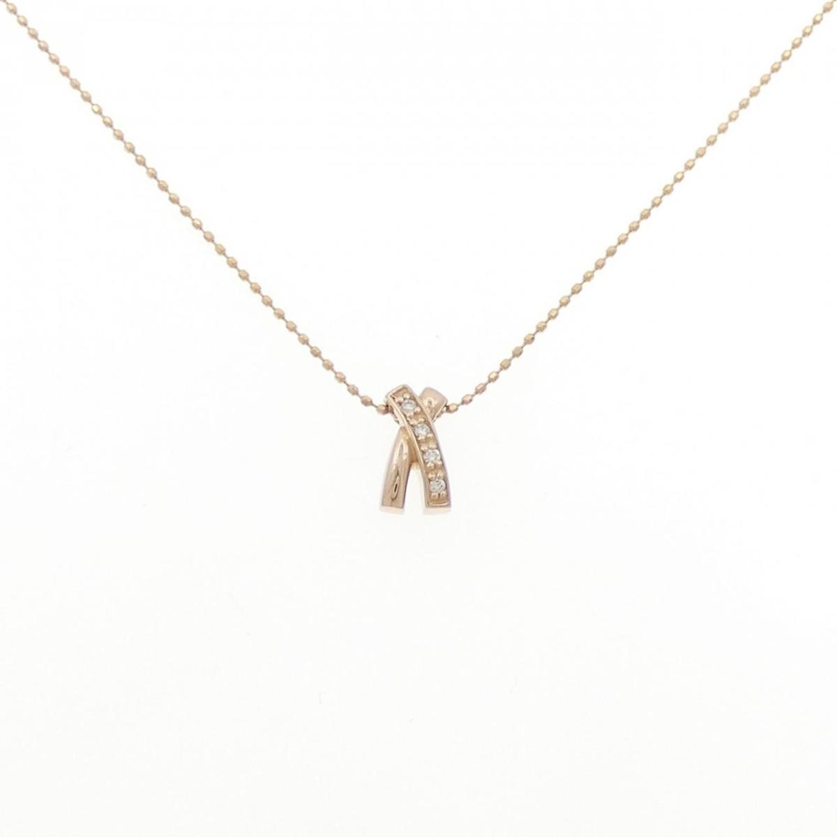 K18PG ダイヤモンド ネックレス 0.03CT【中古】
