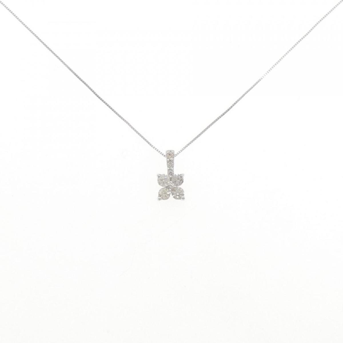 K18WG フラワー ダイヤモンド ネックレス 0.30CT【中古】｜KOMEHYO ONLINESTORE 店