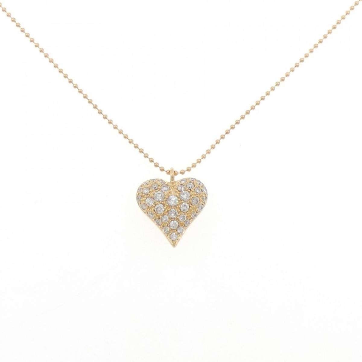 K18YG ハート パヴェ ダイヤモンド ネックレス 0.50CT【中古】