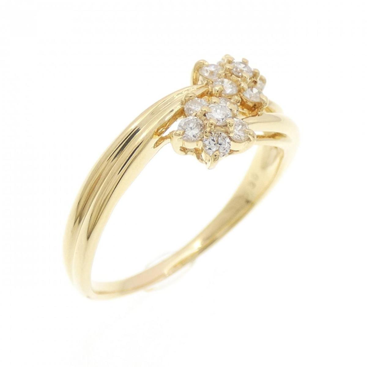 K18YG フラワー ダイヤモンド リング 0.30CT【中古】