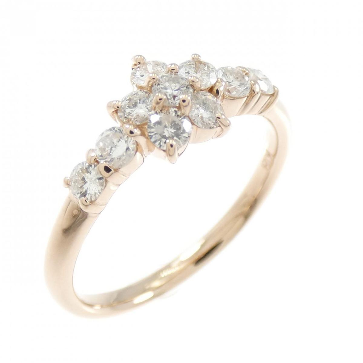 K18PG フラワー ダイヤモンド リング 0.50CT【中古】