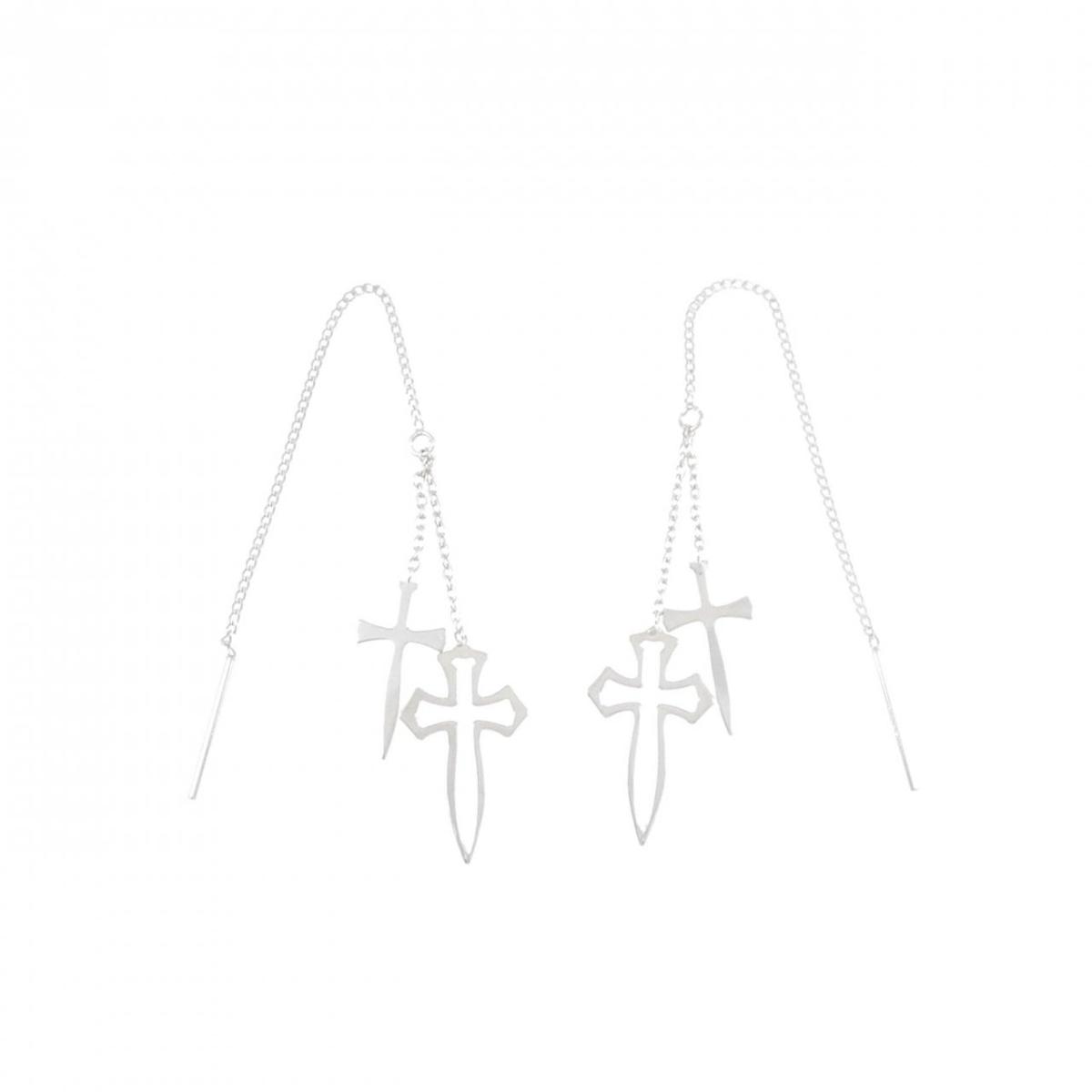 K14WG クロス ピアス【中古】