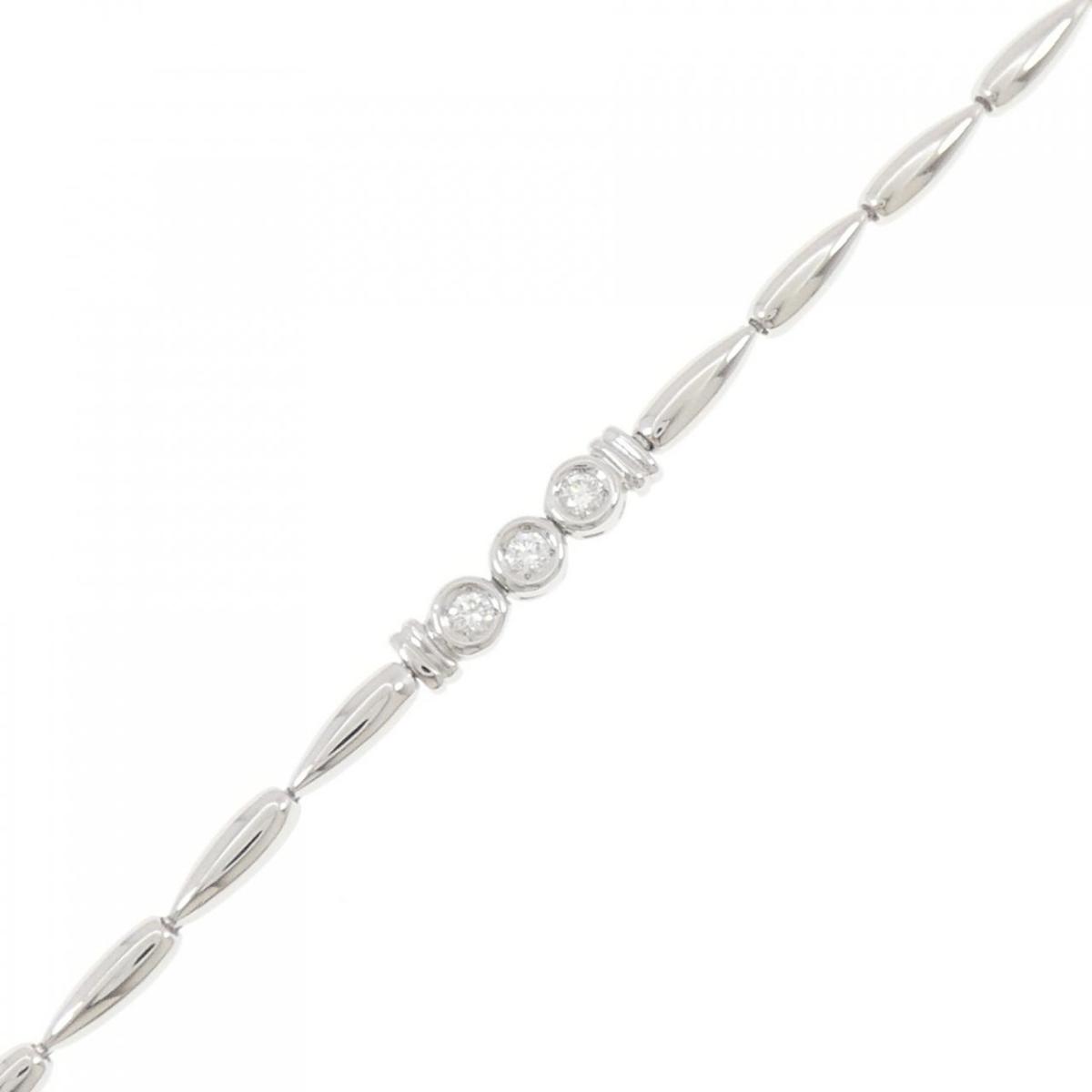 PT850 スリーストーン ダイヤモンド ブレスレット 0.12CT【中古】