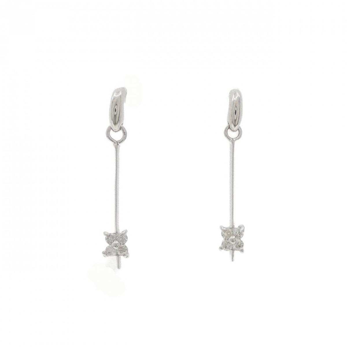 K18WG フラワー ダイヤモンド ピアス 0.10CT【中古】