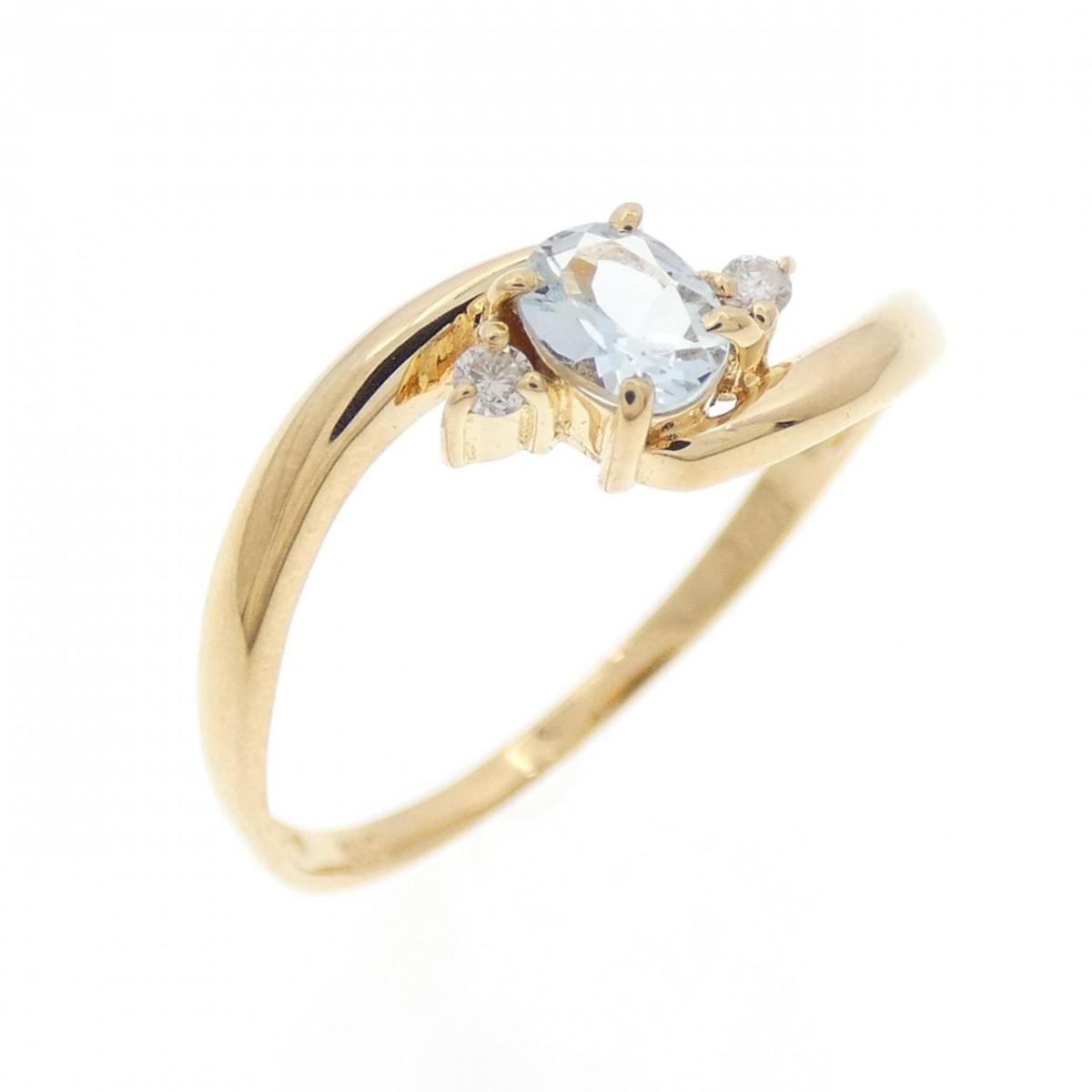 K18YG アクアマリン リング【中古】