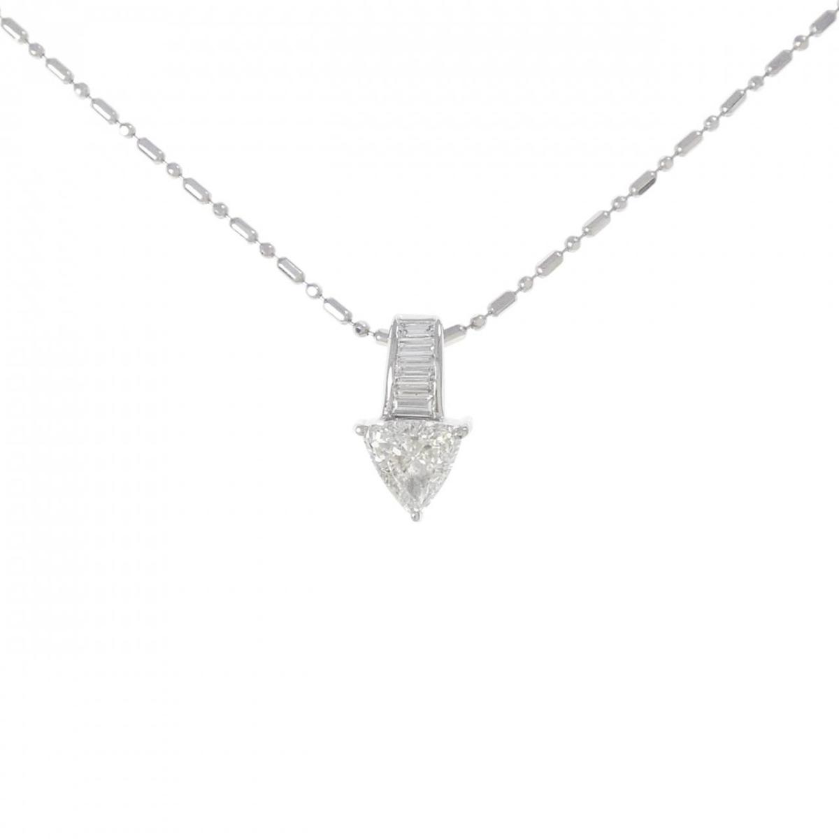 PT900/PT850 ダイヤモンド ネックレス 0.741CT H SI1 ファンシーカット【中古】