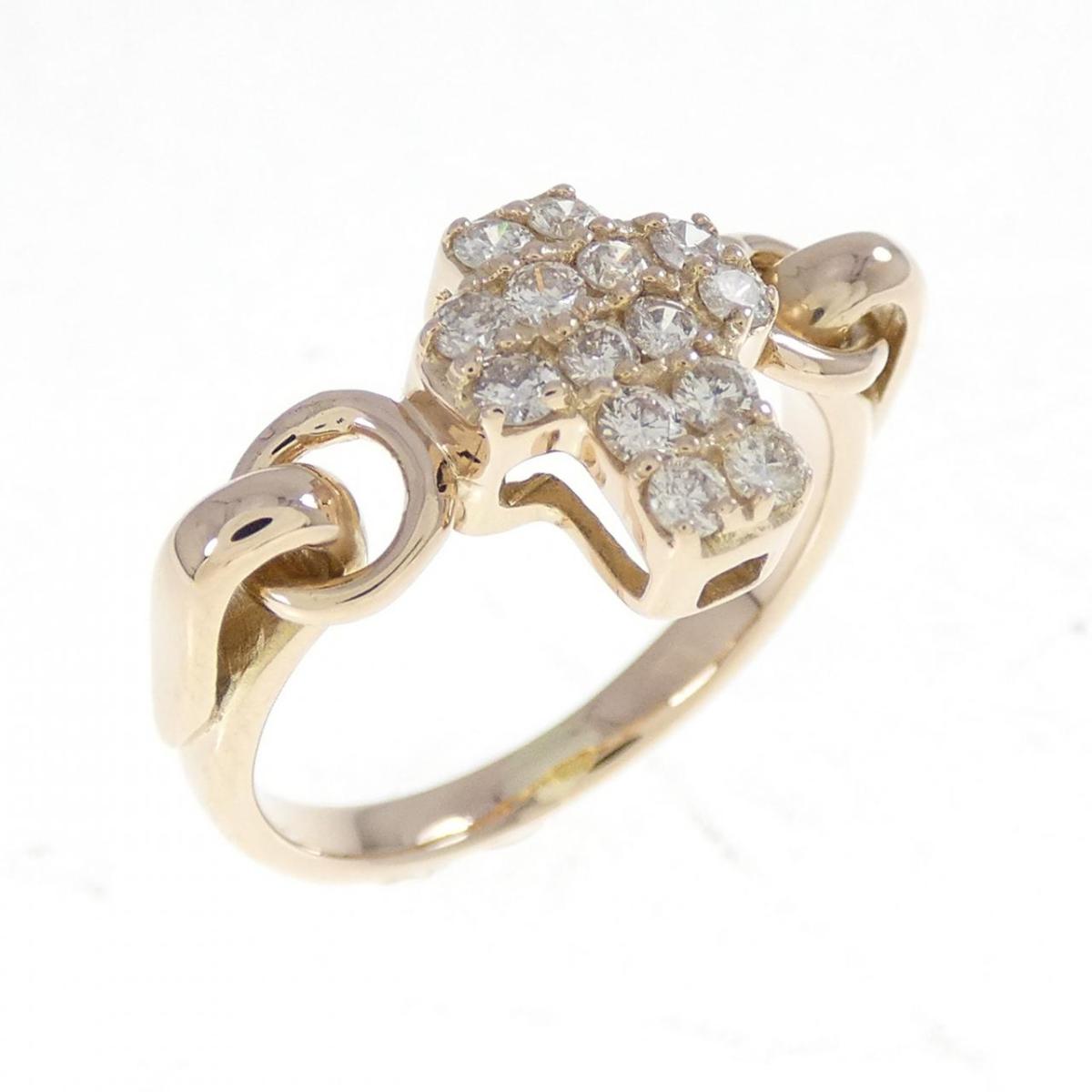 K18PG クロス ダイヤモンド リング 0.30CT【中古】