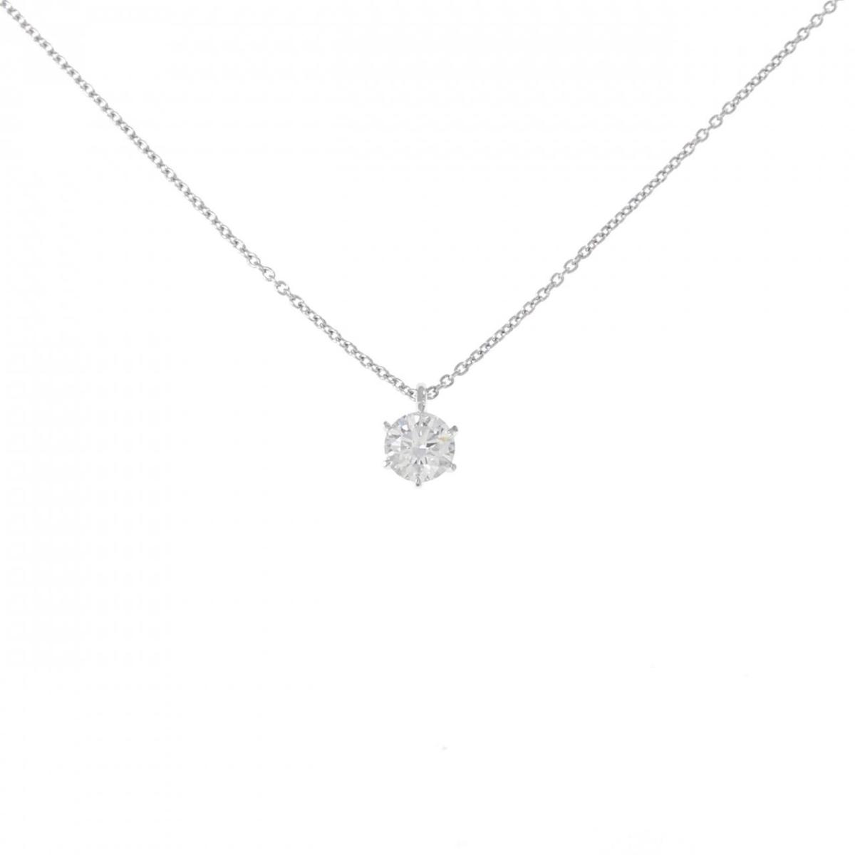 【リメイク】PT900/PT850 ソリティア ダイヤモンド ネックレス 0.382CT D SI1 3EXT【中古】