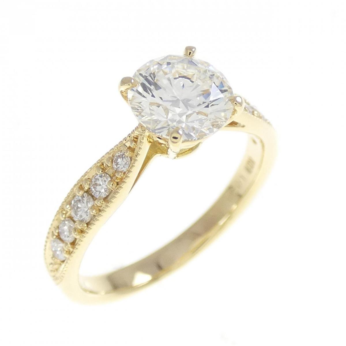 【リメイク】K18YG ダイヤモンド リング 1.020CT H SI2 EXT H＆C【中古】