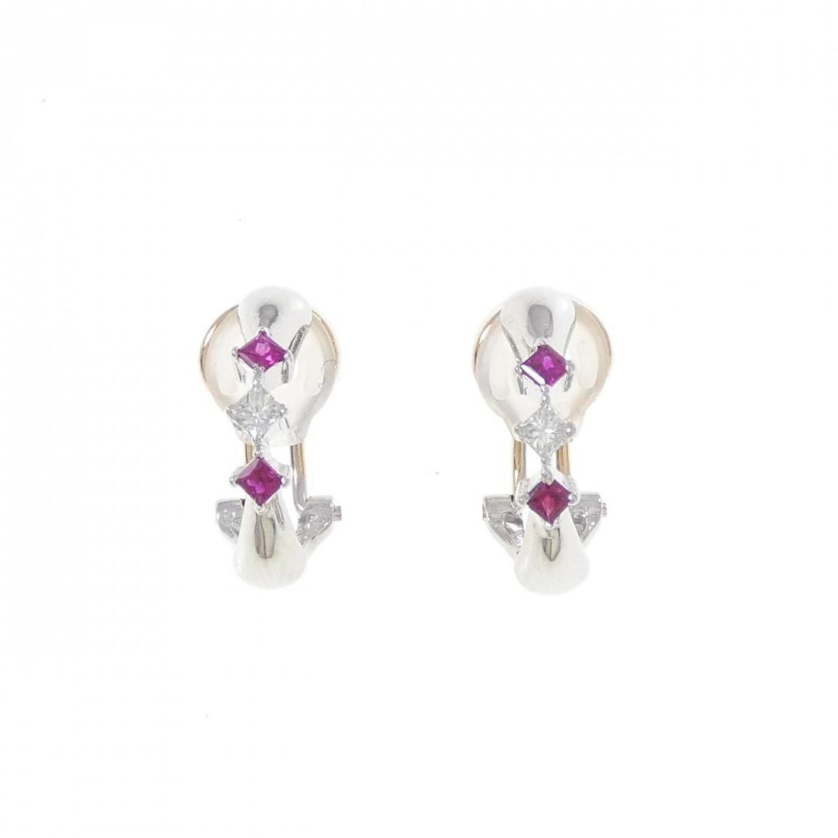 PT900/K18YG ルビー ピアス/イヤリング 0.18CT【中古】