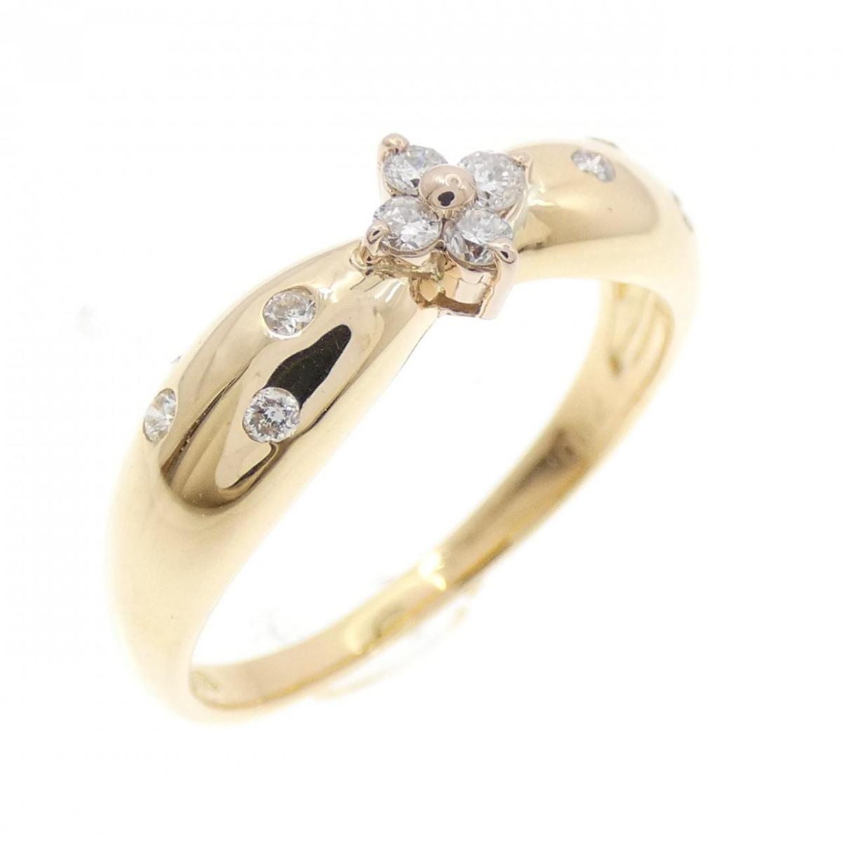 K18YG フラワー ダイヤモンド リング 0.14CT【中古】