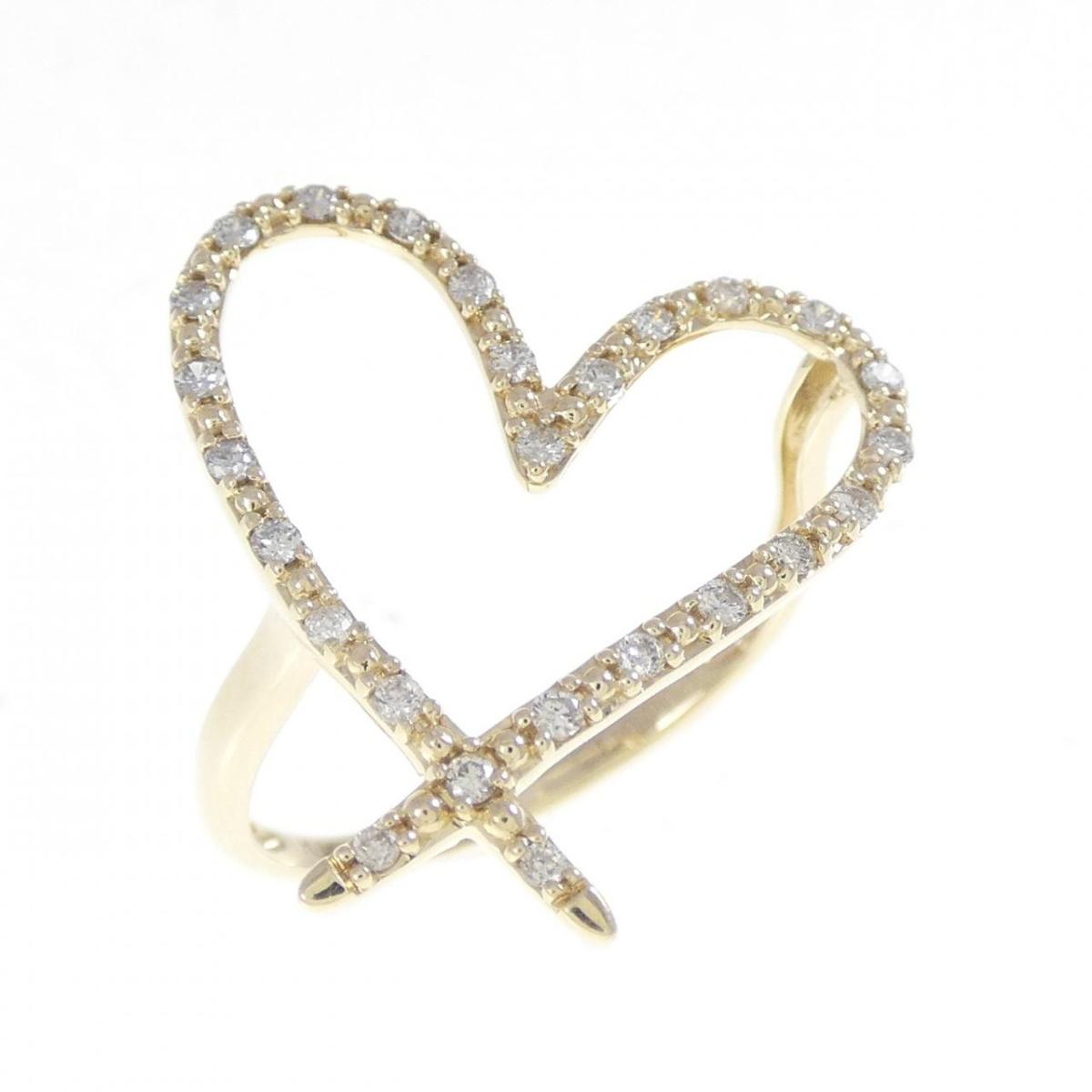 K14YG ハート ダイヤモンド リング 0.20CT【中古】