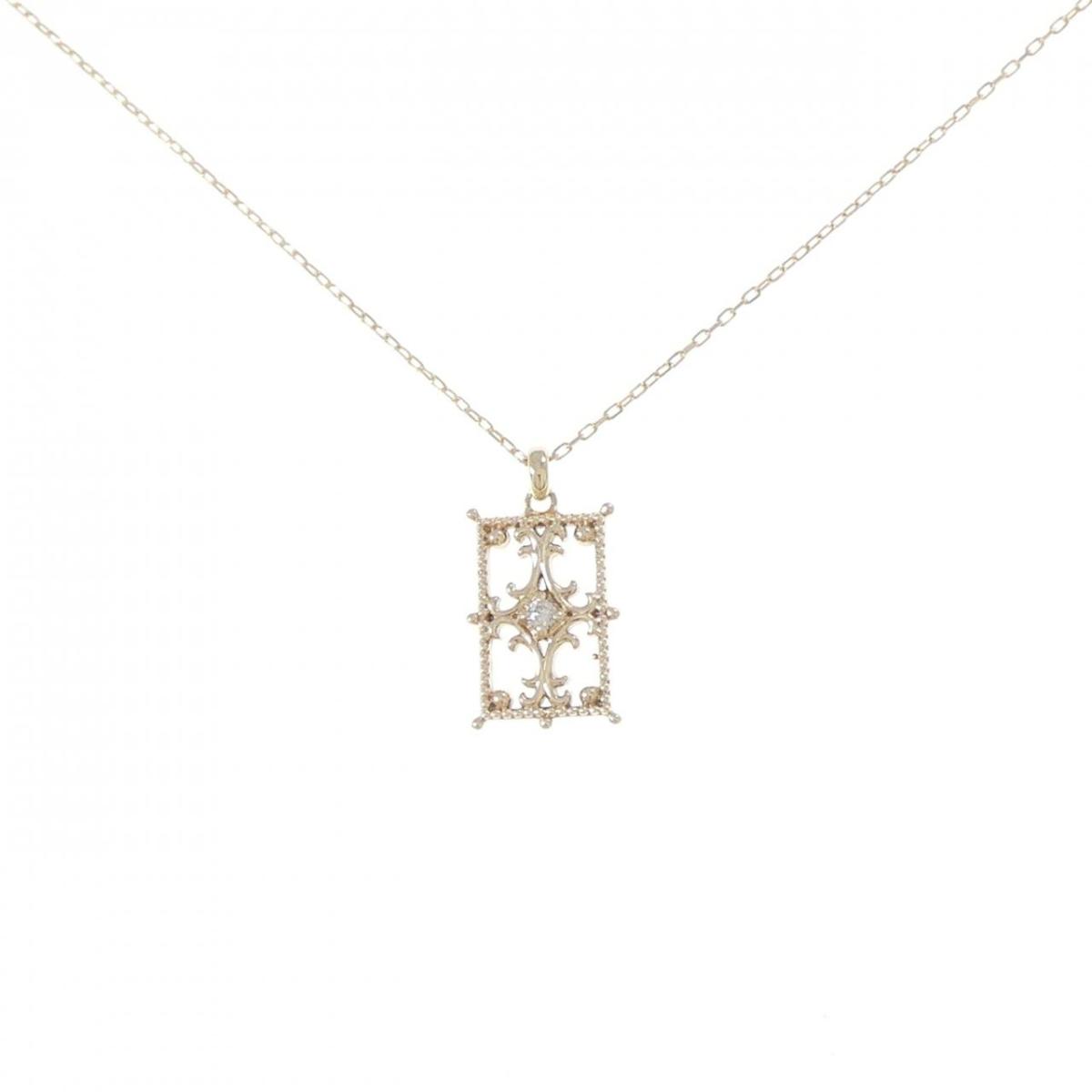 K10YG ダイヤモンド ネックレス 0.01CT【中古】