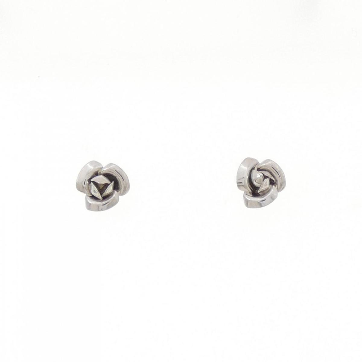 K14WG ローズ ピアス【中古】