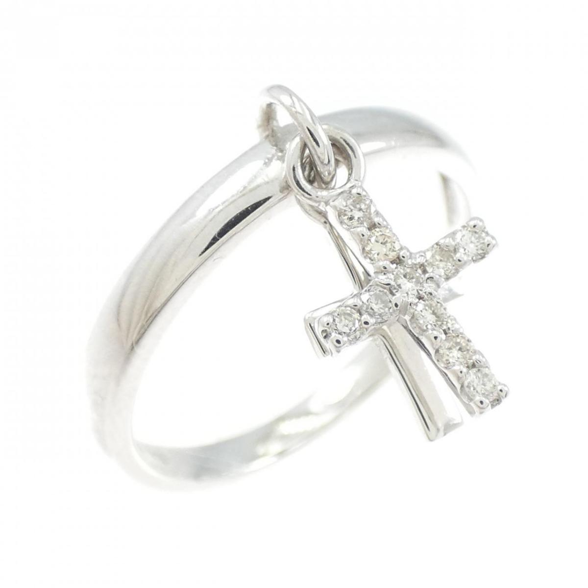 K18WG クロス ダイヤモンド リング 0.08CT【中古】