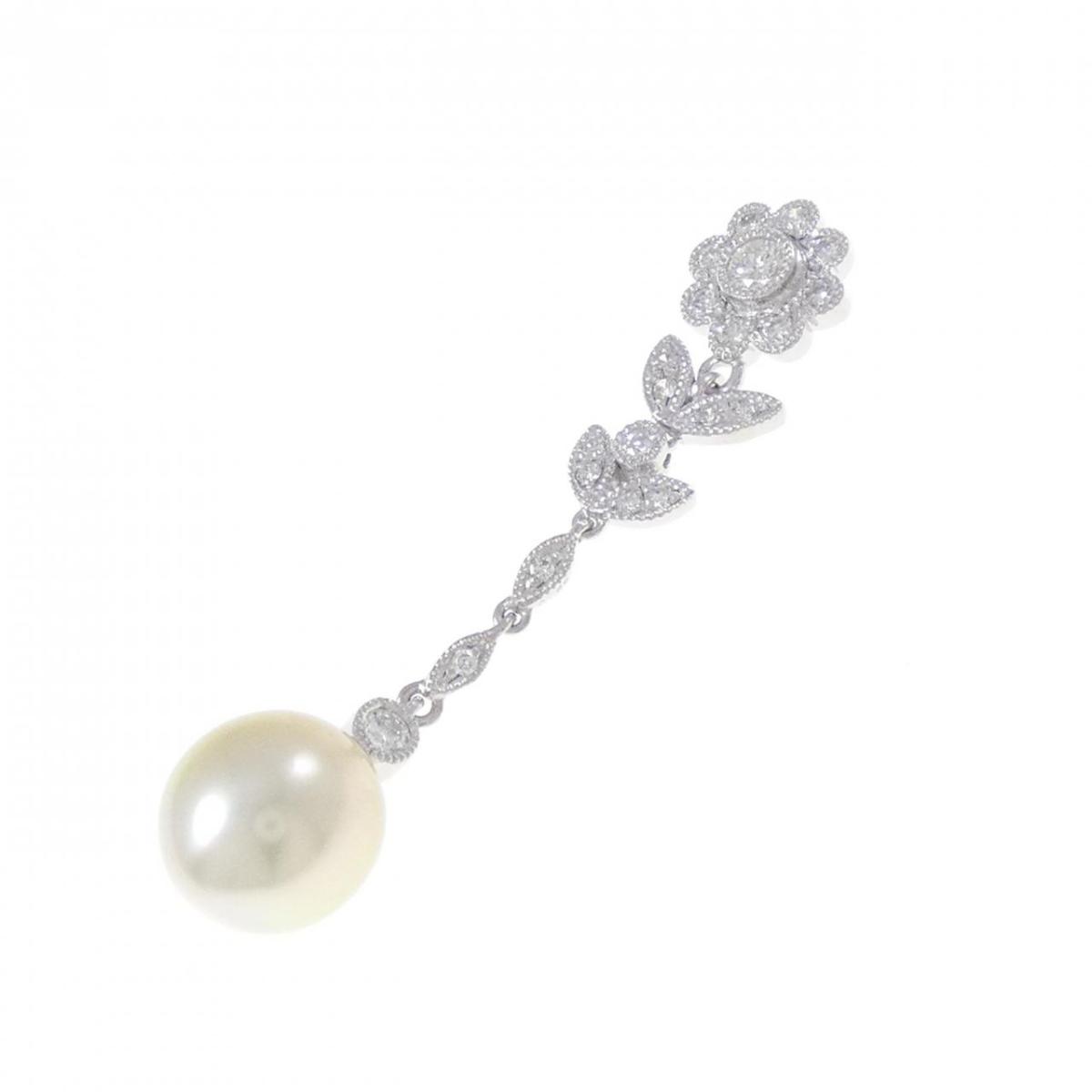 K18WG フラワー 白蝶パール ペンダント 10.5mm【中古】