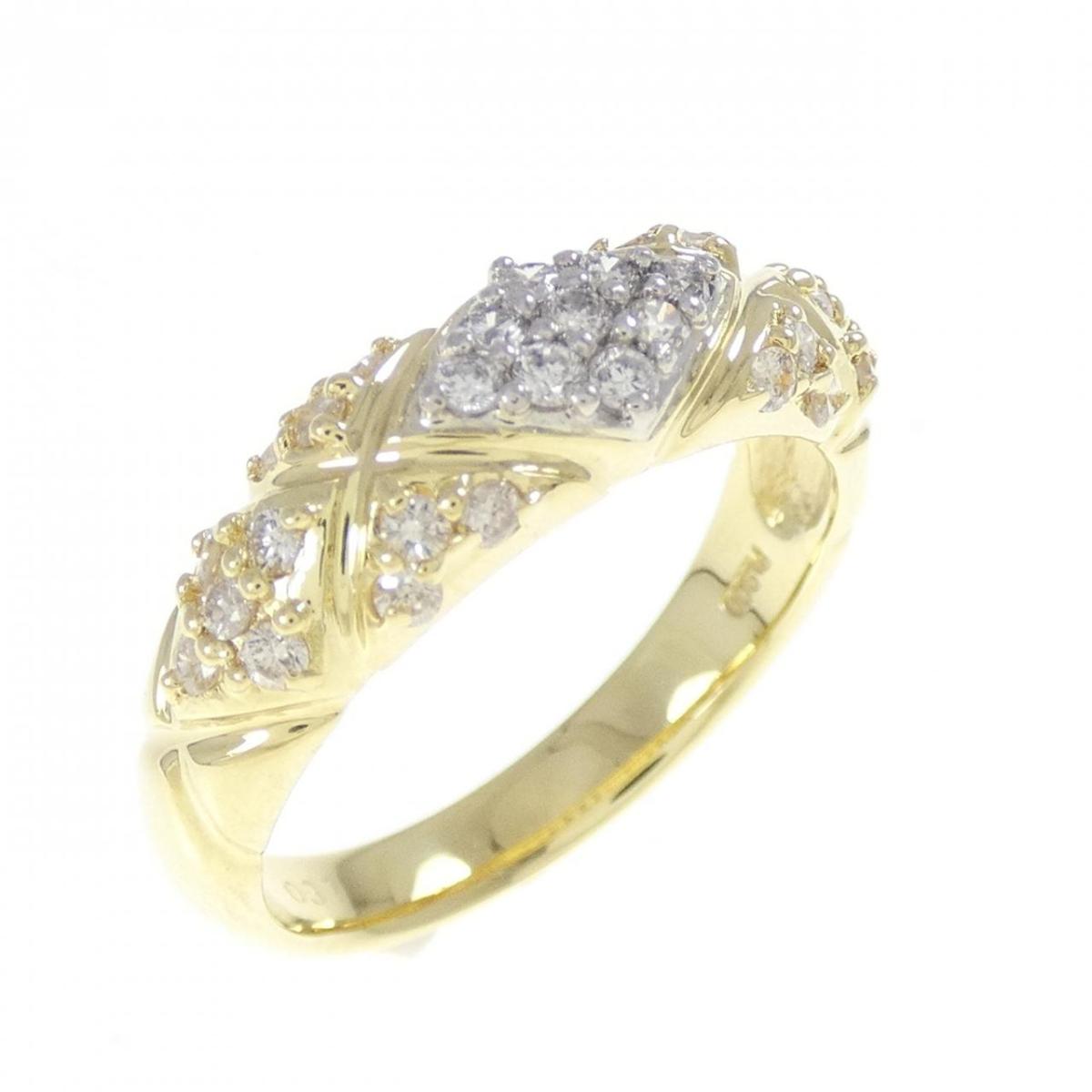 K18YG/PT900 ダイヤモンド リング 0.37CT【中古】