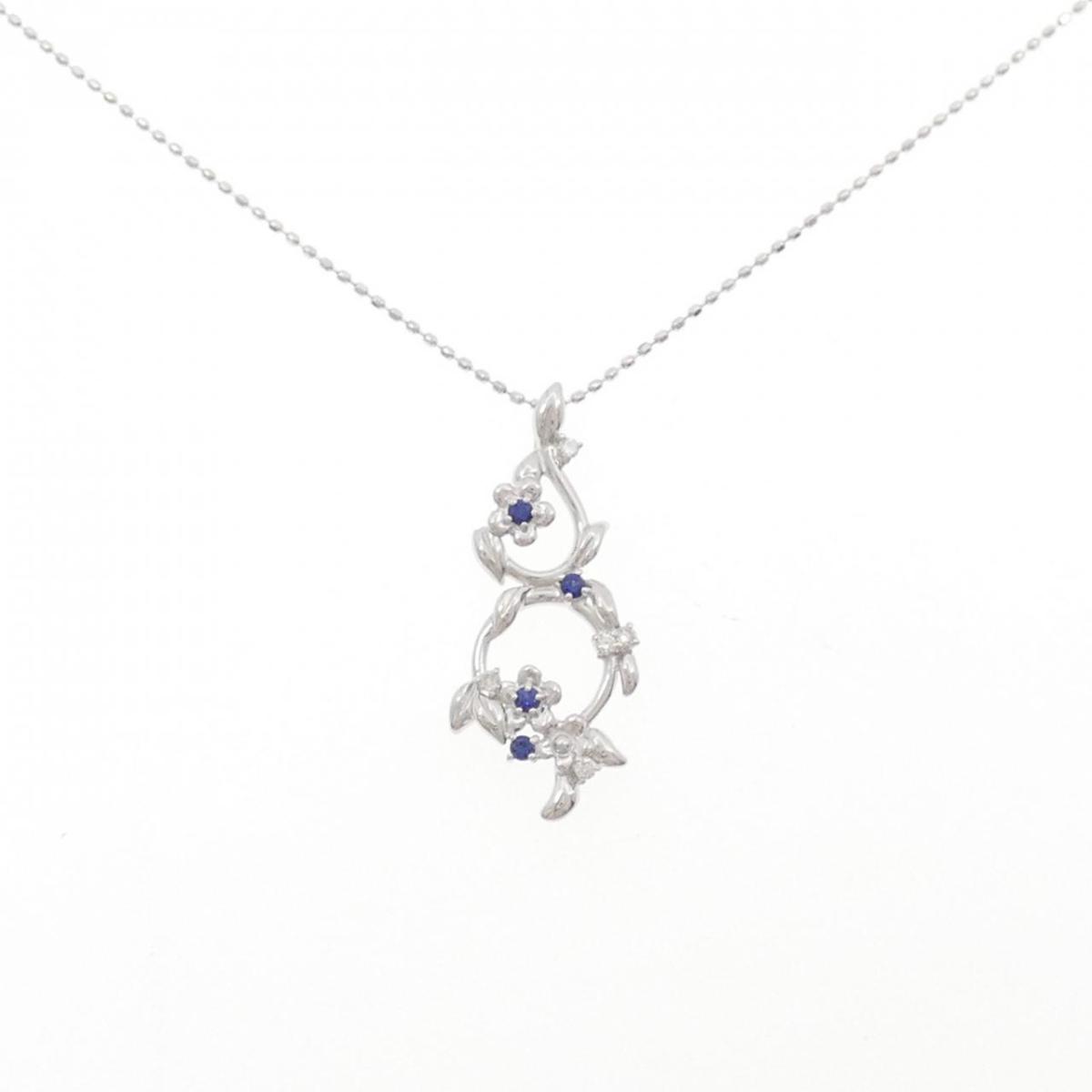 K18WG フラワー サファイヤ ネックレス 0.07CT【中古】|KOMEHYO ONLINESTORE 店