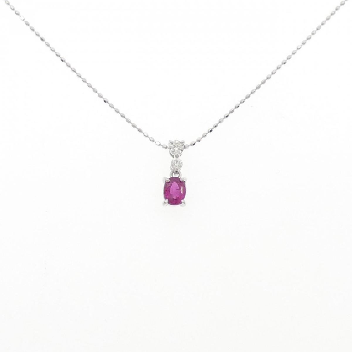 K18WG ルビー ネックレス 0.38CT【中古】