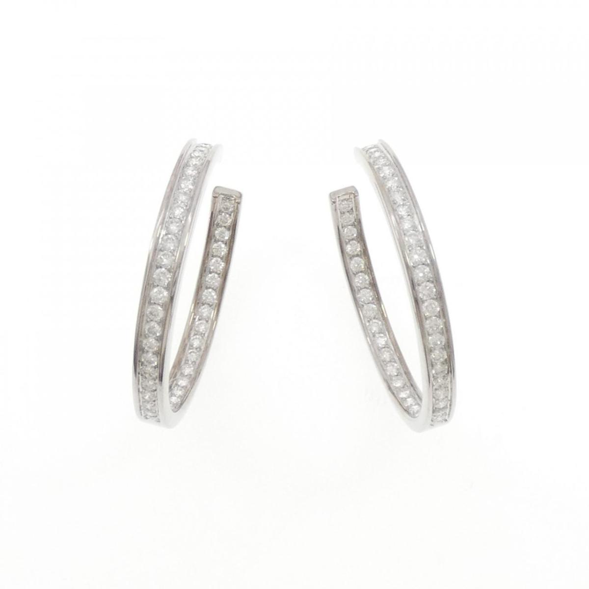 K18WG/K14WG ダイヤモンド ピアス 2.64CT【中古】