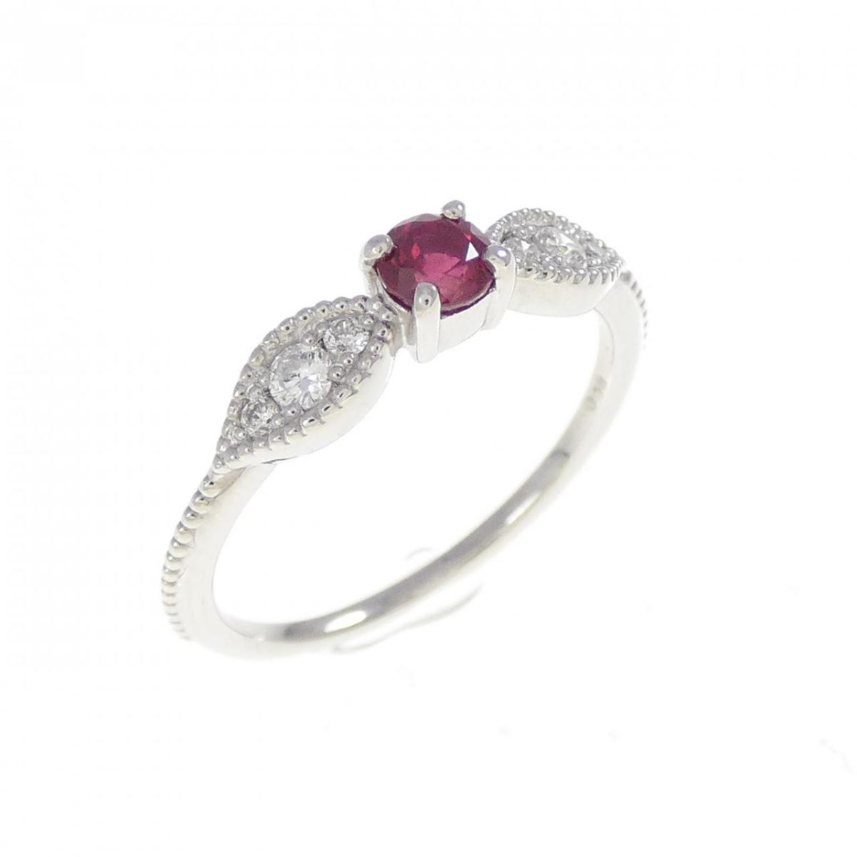 PT900 ルビー ピンキーリング 0.20CT【中古】