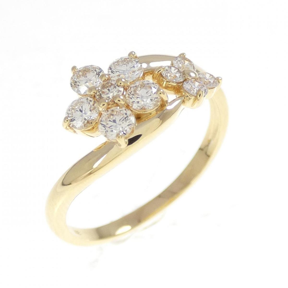 K18YG フラワー ダイヤモンド リング 0.50CT【中古】