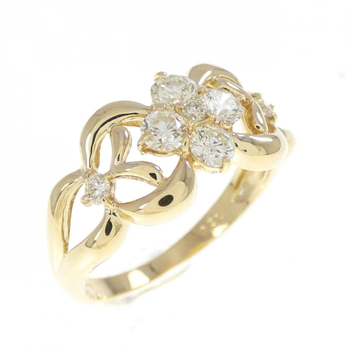 K18YG フラワー ダイヤモンド リング 0.50CT【中古】