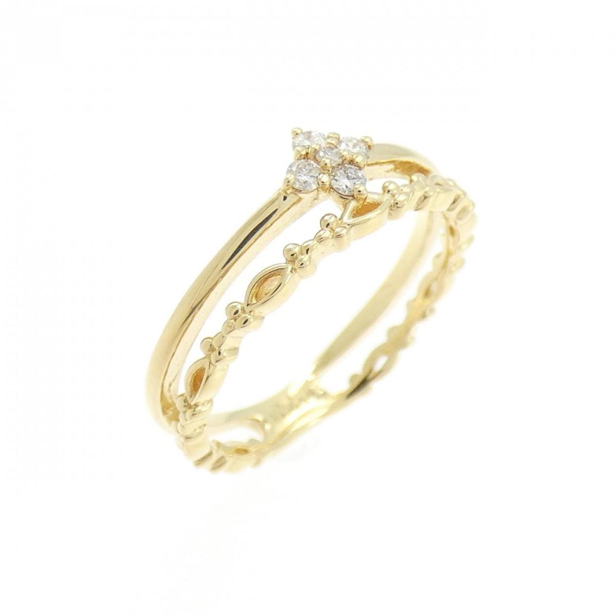 K18YG フラワー ダイヤモンド ピンキーリング 0.05CT【中古】