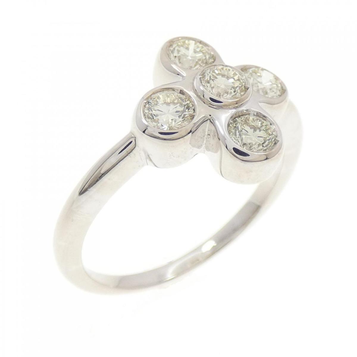 K18WG フラワー ダイヤモンド リング 0.67CT【中古】
