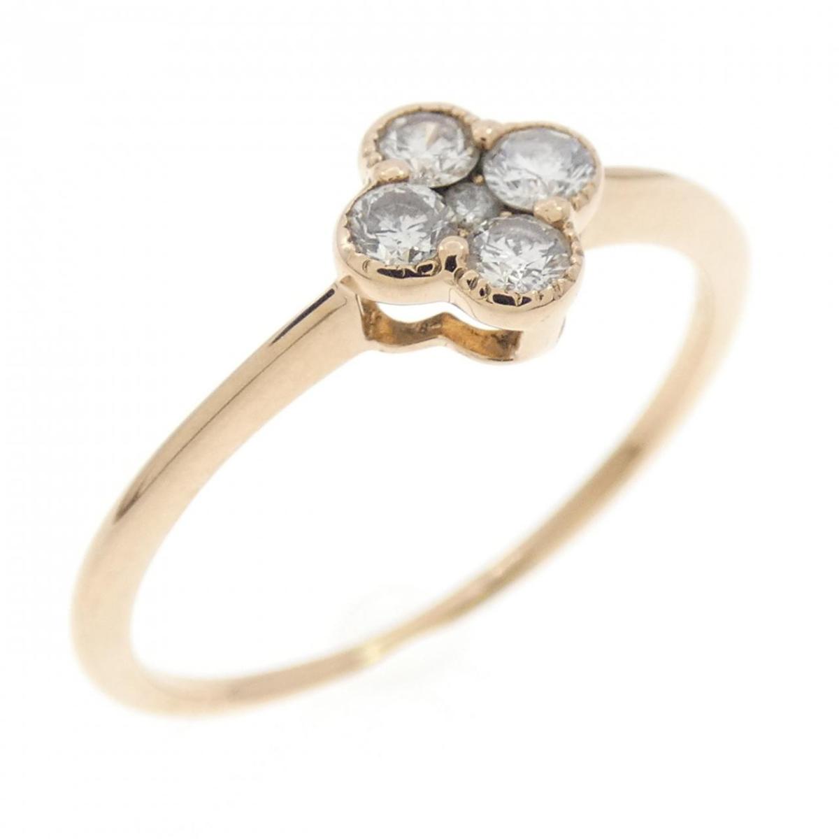 K18PG フラワー ダイヤモンド リング 0.20CT【中古】