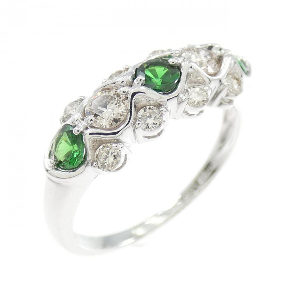 K18WG グリーンガーネット リング 0.40CT【中古】