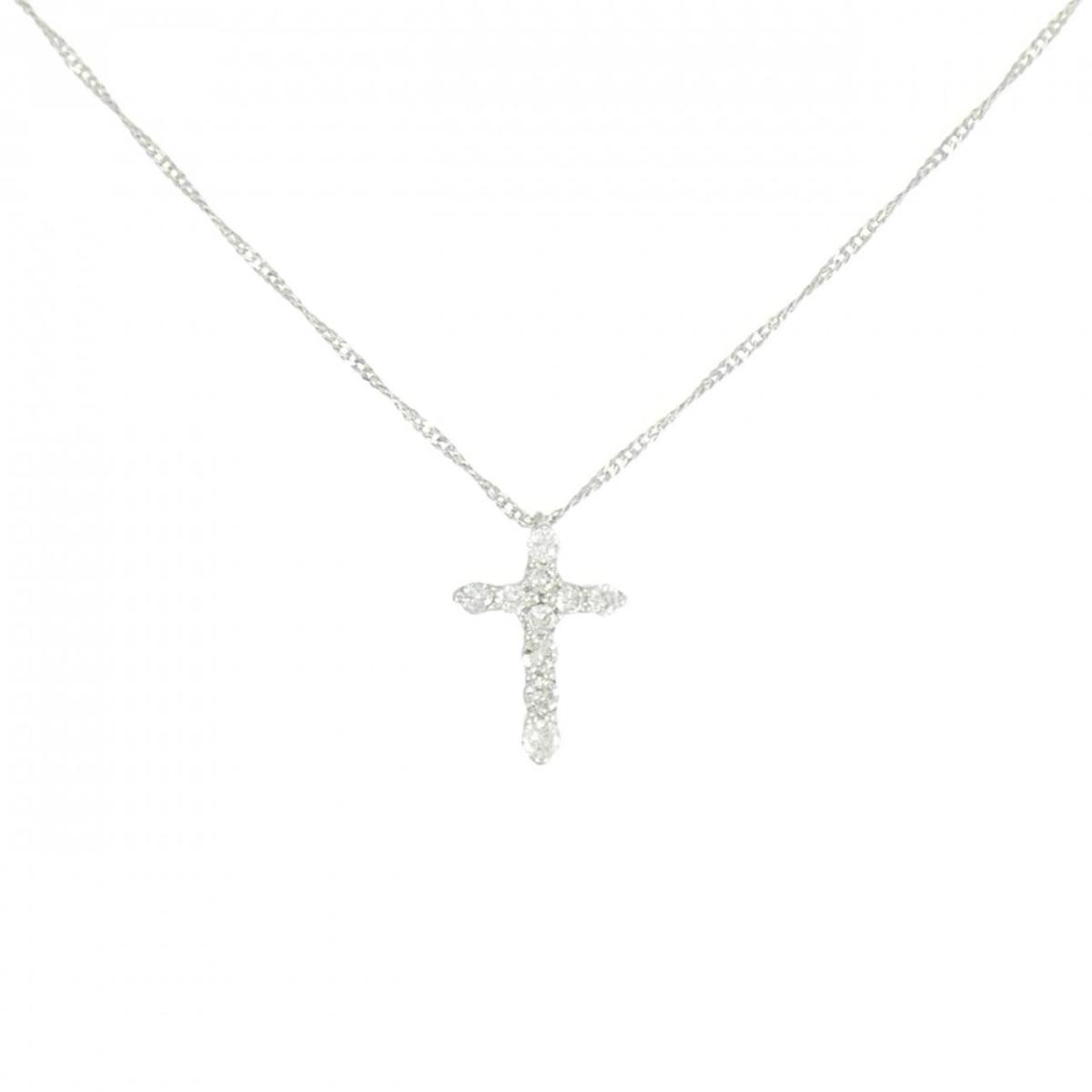 PT900/PT850 クロス ダイヤモンド ネックレス 0.2CT【中古】