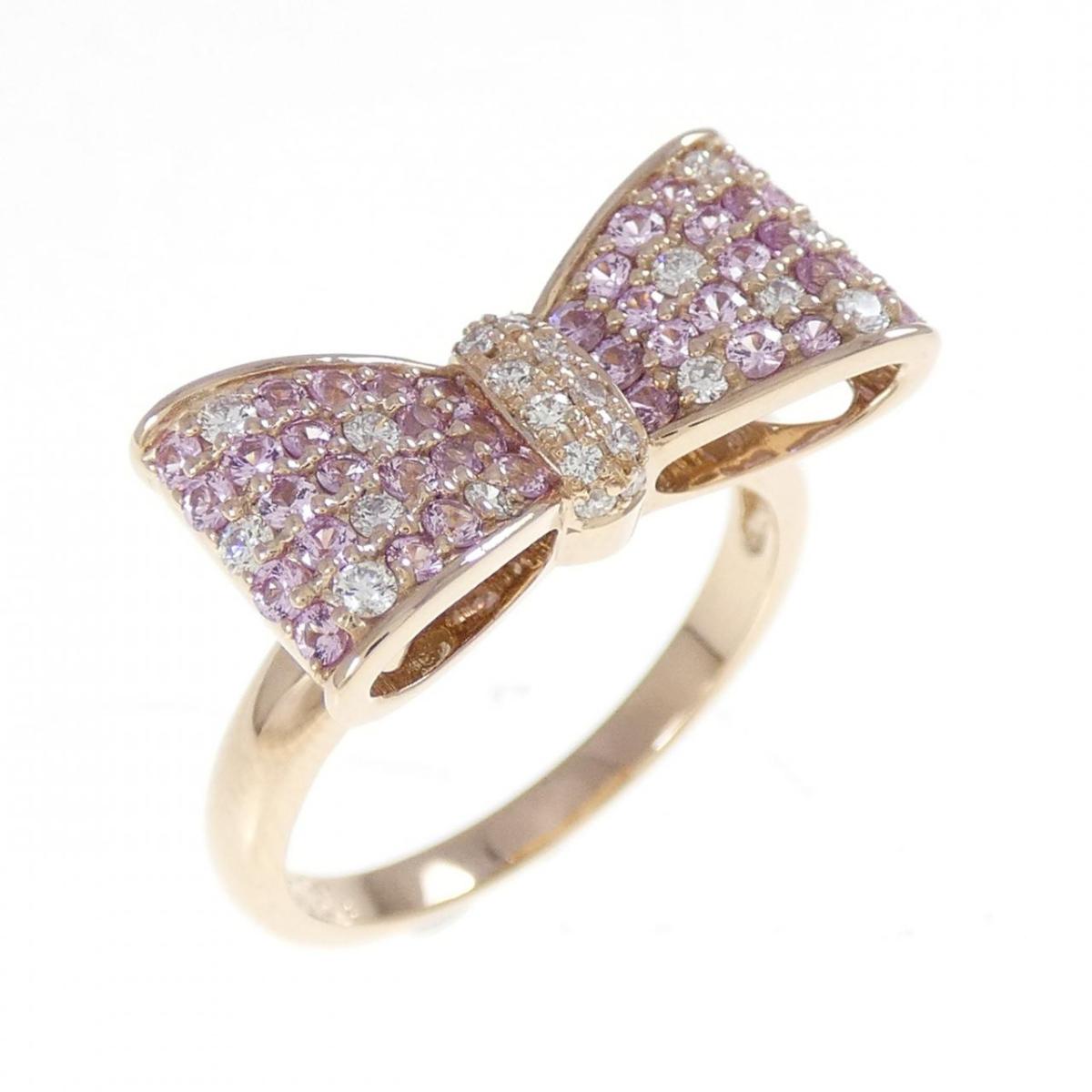K18PG リボン サファイヤ リング 0.47CT【中古】