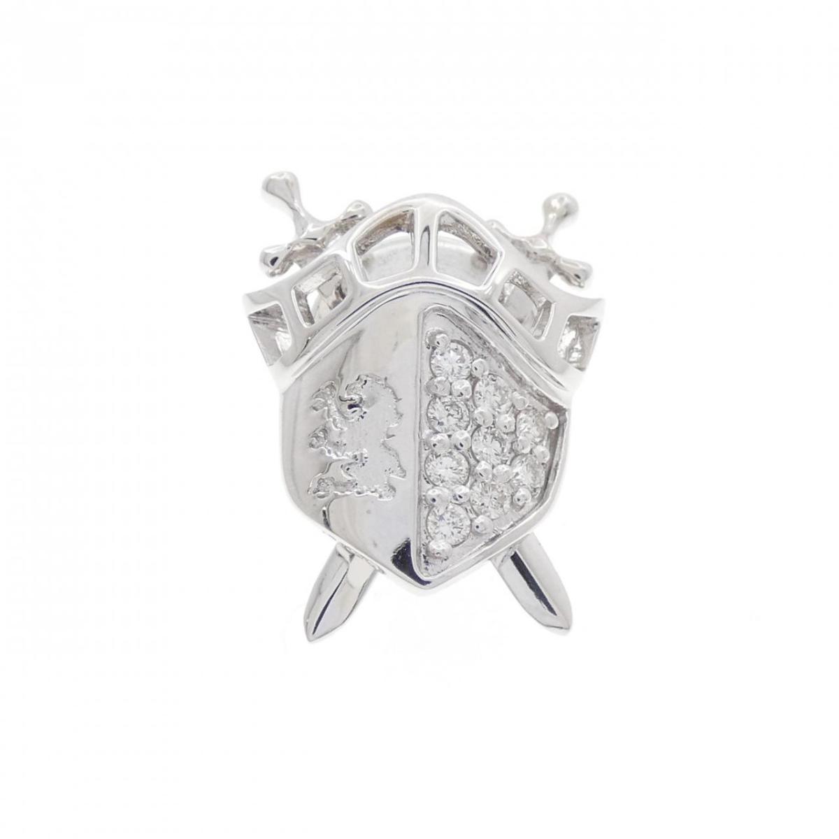 K18WG パヴェ ダイヤモンド ブローチ 0.15CT【中古】