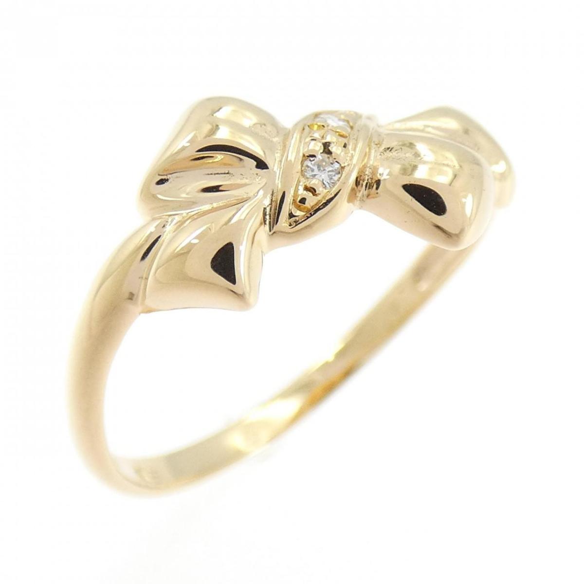 K18PG リボン ダイヤモンド リング 0.016CT【中古】