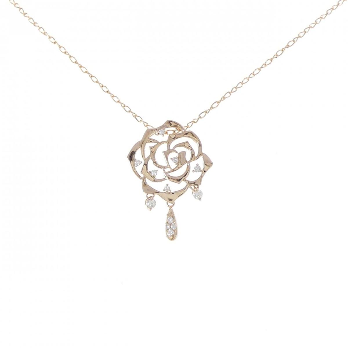 K18PG ローズ ダイヤモンド ネックレス 0.15CT【中古】