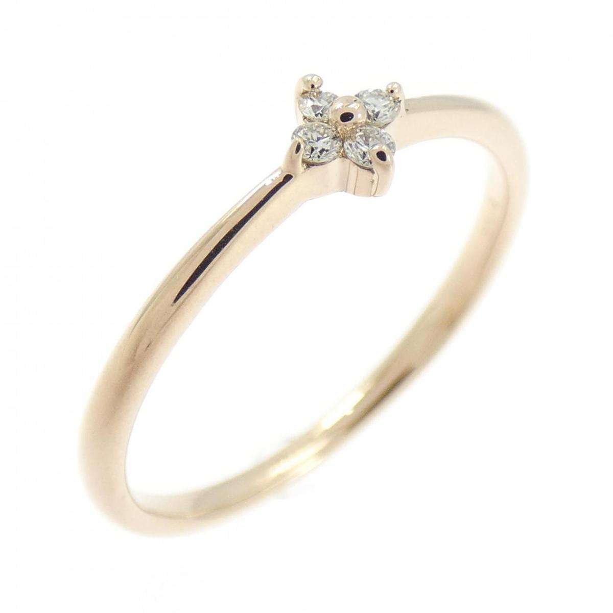 K18PG フラワー ダイヤモンド リング 0.04CT【中古】
